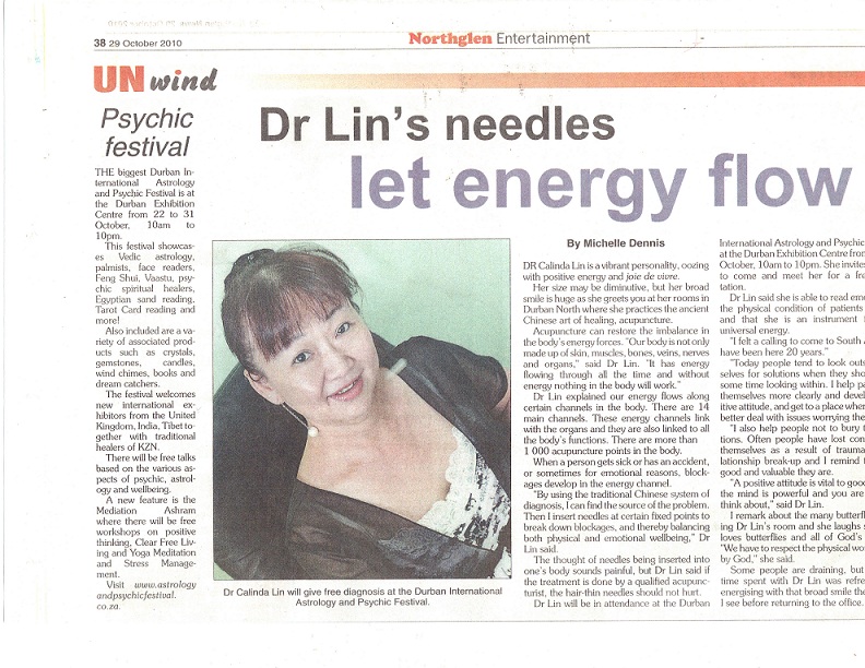Dr Lin's Needles Articles , Calinda Acupuncture And Health Center